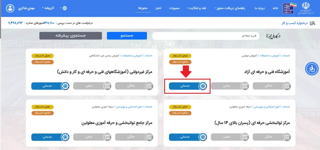 مرحله ششم نحوه ثبت نام مجوز تاسیس آموزشگاه فنی و حرفه ای آزاد