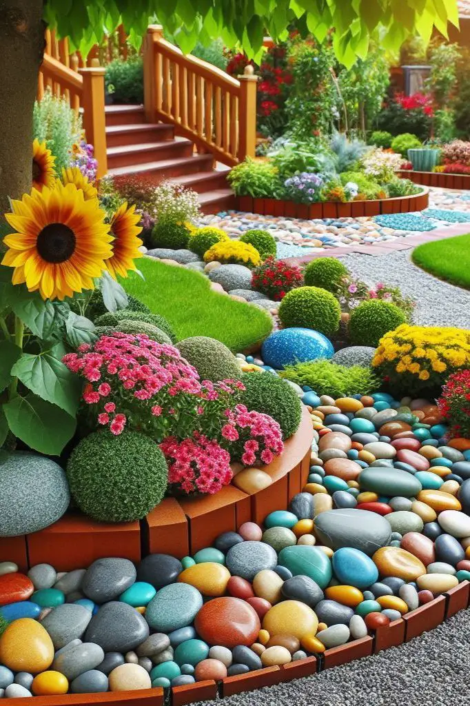 تزیین باغچه حیاط با سنگ: