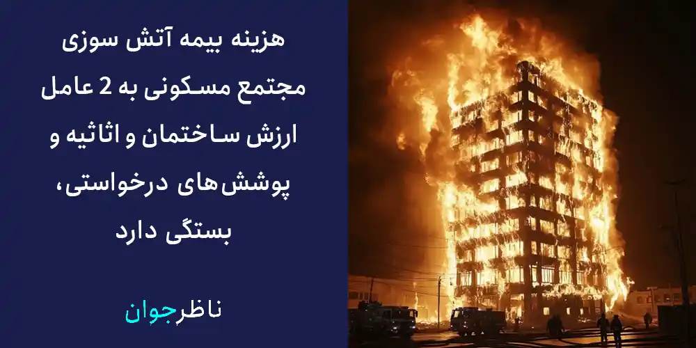 هزینه بیمه آتش سوزی مجتمع مسکونی به 2 عامل ارزش ساختمان و اثاثیه و پوشش‌های درخواستی، بستگی دارد.